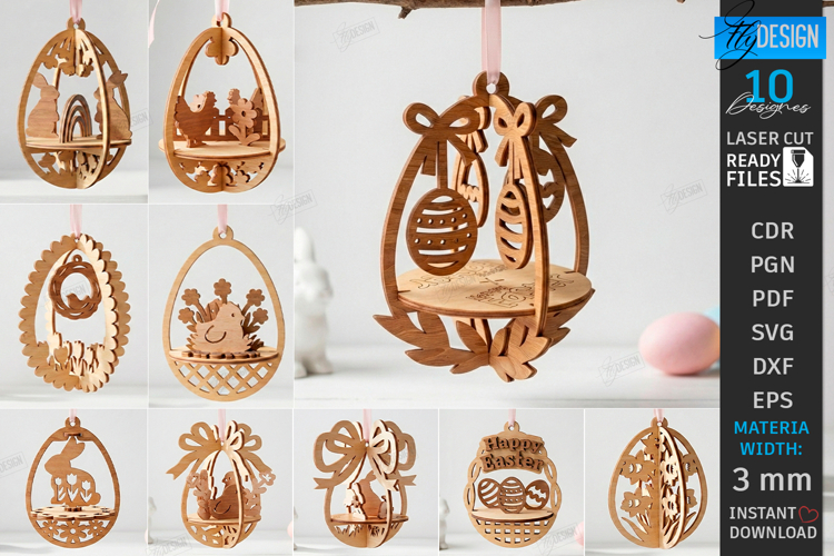 3D Easter Egg Ornaments Laser Bundle | Layered Easter Decor