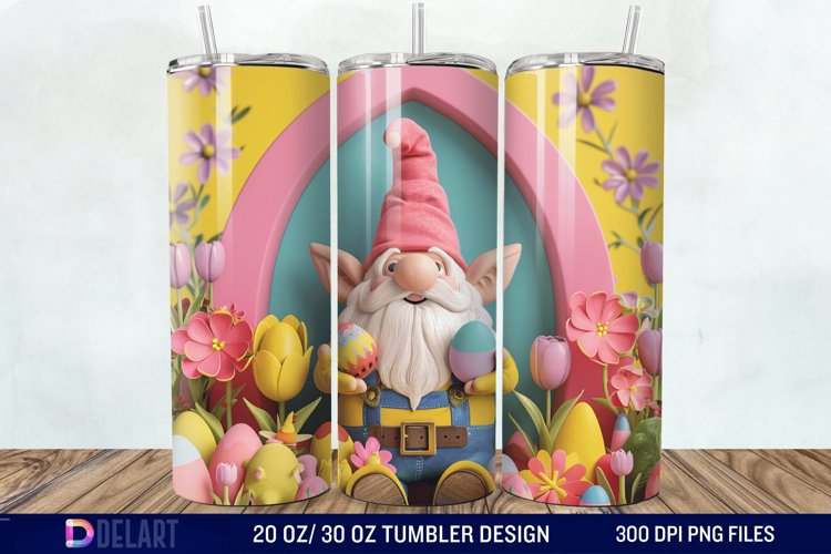 3D Easter Gnome Tumbler Wrap