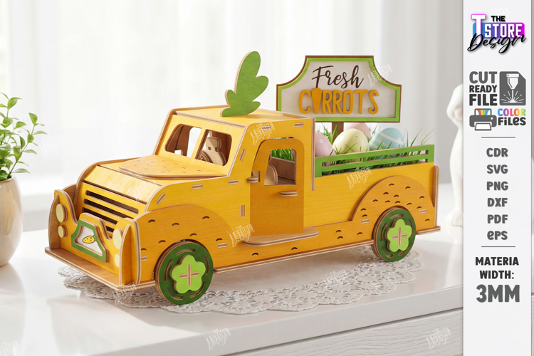 3D Easter Truck Laser Cut | Spring Home Decor Designs