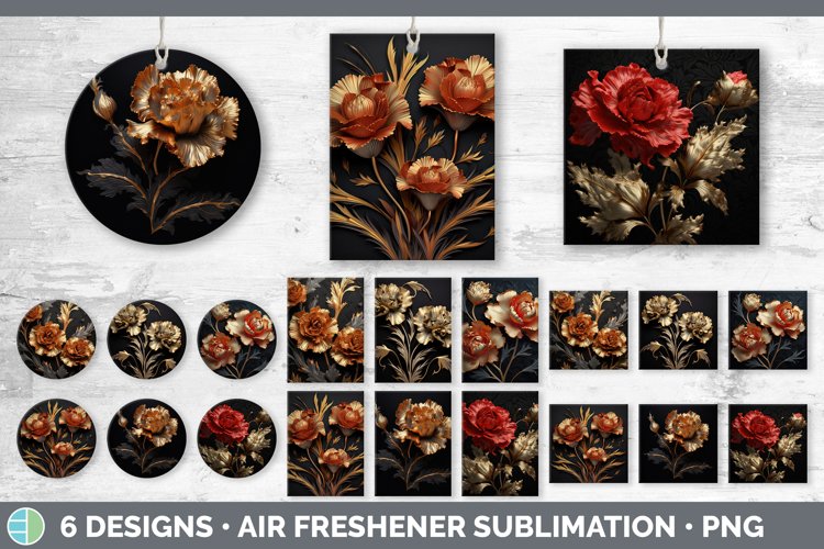 3D Elegant Carnation Flowers Air Freshener Sublimation Car