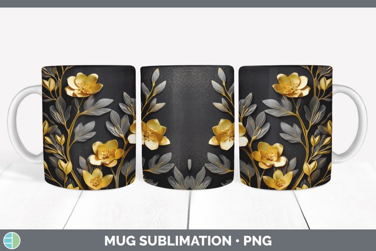 3D Elegant Freesia Flowers Mug Wrap | Sublimation Coffee Cup
