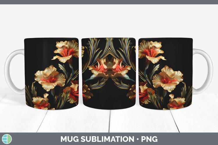 3D Elegant Gladiolus Flowers Mug Wrap | Sublimation Coffee C