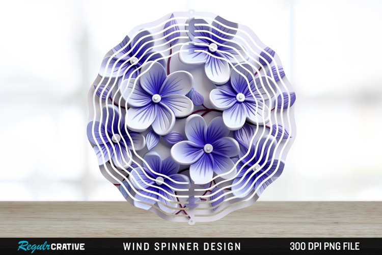 3D Elegant Periwinkle Flowers Wind Spinner Sublimation PNG example image 1