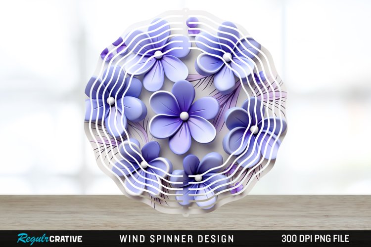 3D Elegant Periwinkle Flowers Wind Spinner Sublimation PNG example image 1