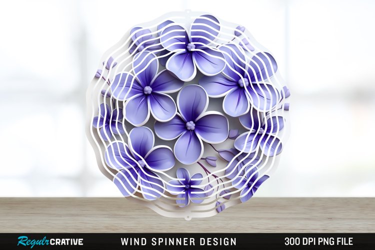 3D Elegant Periwinkle Flowers Wind Spinner Sublimation PNG example image 1