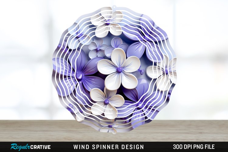3D Elegant Periwinkle Flowers Wind Spinner Sublimation PNG example image 1