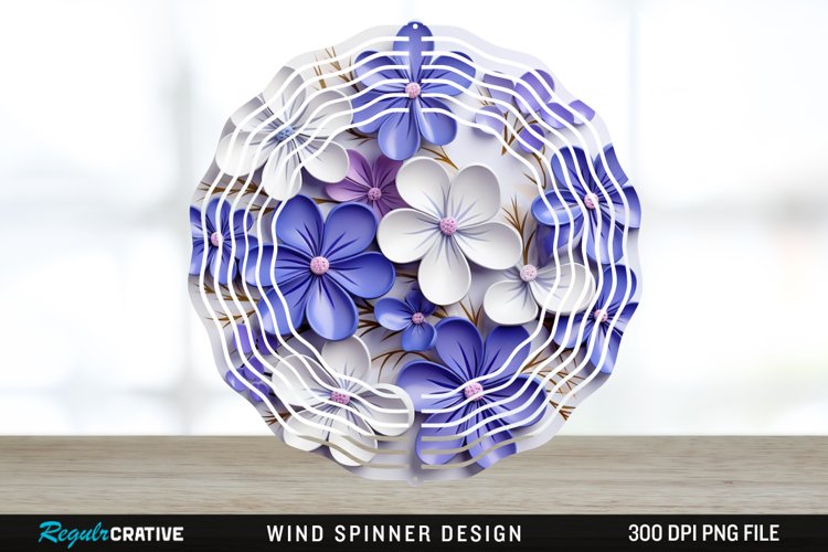 3D Elegant Periwinkle Flowers Wind Spinner Sublimation PNG example image 1