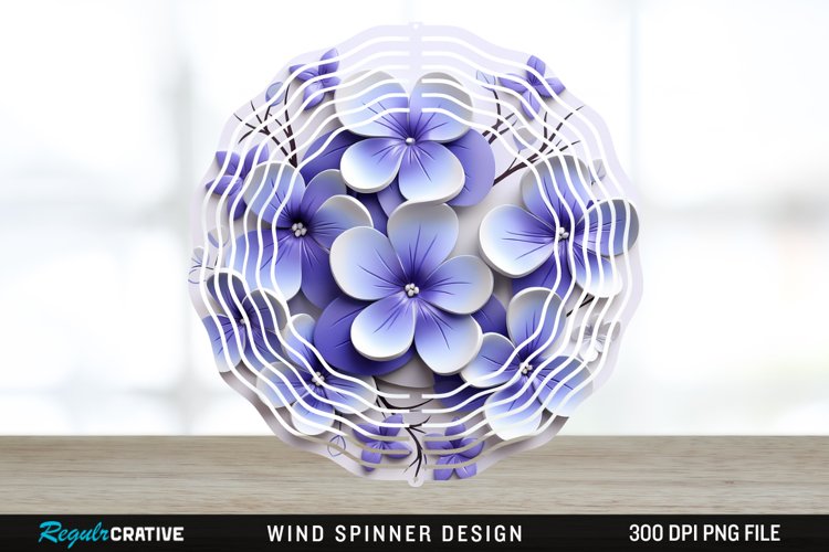 3D Elegant Periwinkle Flowers Wind Spinner Sublimation PNG example image 1