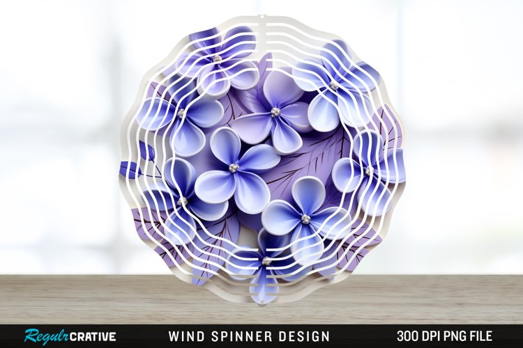 3D Elegant Periwinkle Flowers Wind Spinner Sublimation PNG example image 1