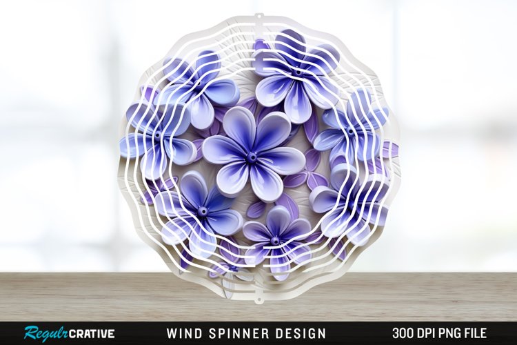 3D Elegant Periwinkle Flowers Wind Spinner Sublimation PNG example image 1