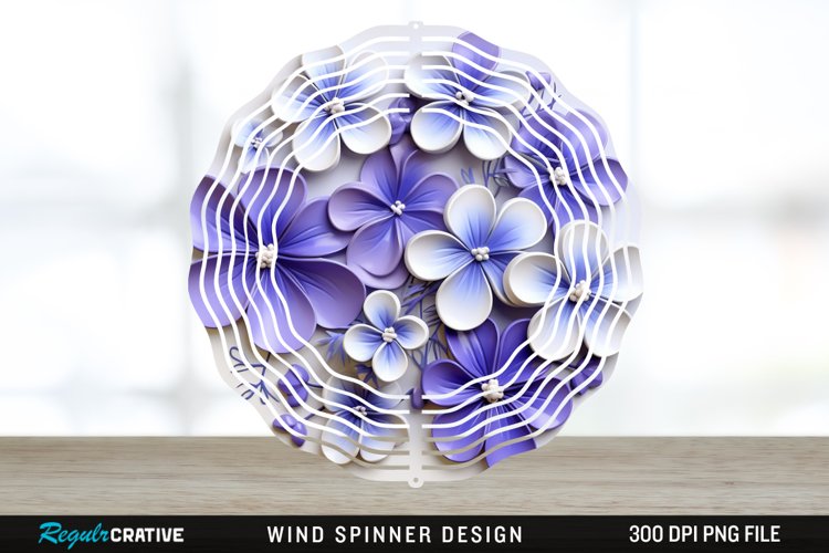 3D Elegant Periwinkle Flowers Wind Spinner Sublimation PNG example image 1