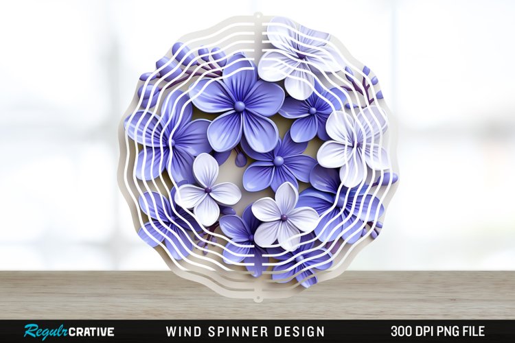 3D Elegant Periwinkle Flowers Wind Spinner Sublimation PNG example image 1