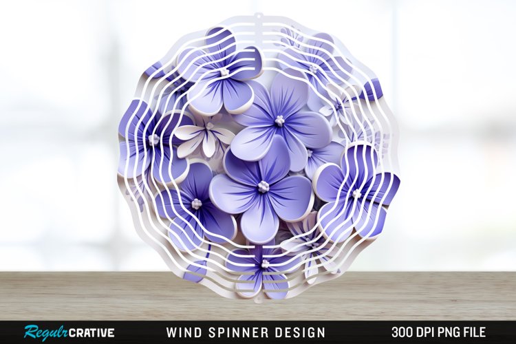 3D Elegant Periwinkle Flowers Wind Spinner Sublimation PNG example image 1