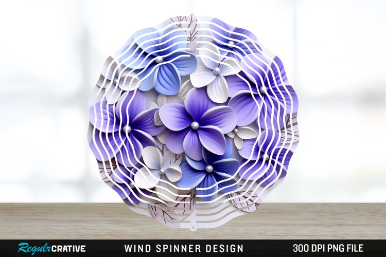 3D Elegant Periwinkle Flowers Wind Spinner Sublimation PNG example image 1