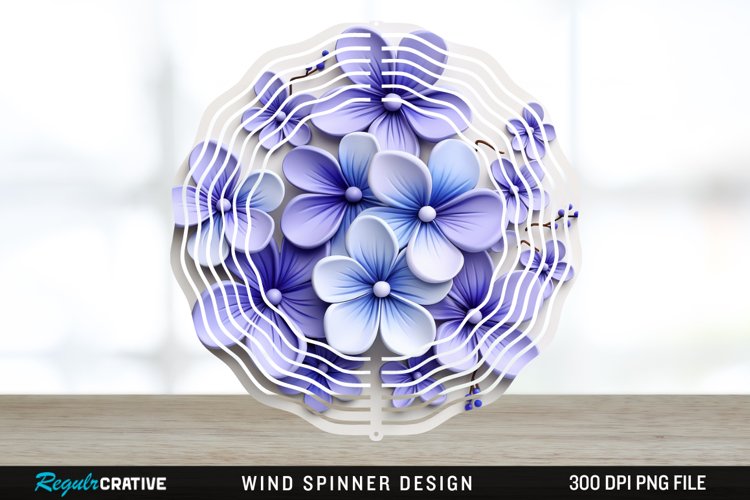 3D Elegant Periwinkle Flowers Wind Spinner Sublimation PNG example image 1