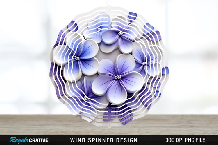3D Elegant Periwinkle Flowers Wind Spinner Sublimation PNG example image 1