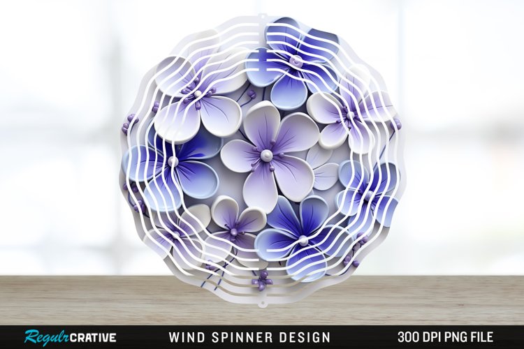 3D Elegant Periwinkle Flowers Wind Spinner Sublimation PNG example image 1