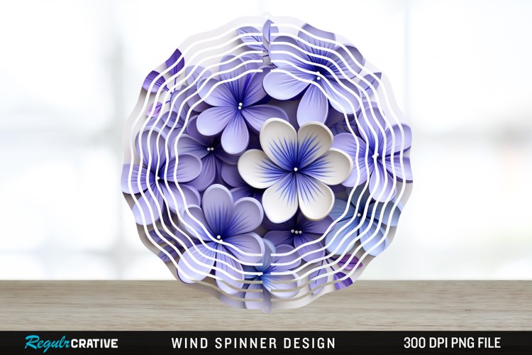 3D Elegant Periwinkle Flowers Wind Spinner Sublimation PNG example image 1
