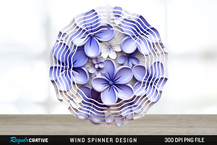 3D Elegant Periwinkle Flowers Wind Spinner Sublimation PNG example image 1