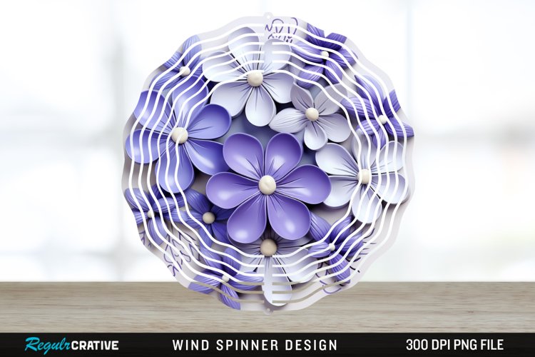 3D Elegant Periwinkle Flowers Wind Spinner Sublimation PNG example image 1