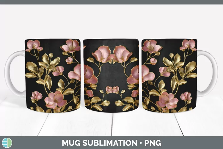 3D Elegant Sweet Pea Flowers Mug Wrap | Sublimation Coffee C