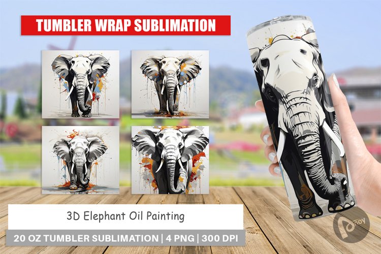 Tumbler Wrap 3D Elephant Painting