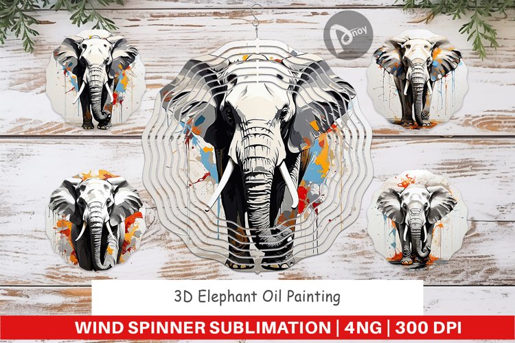 Wind Spinner 3D Elephant Painting