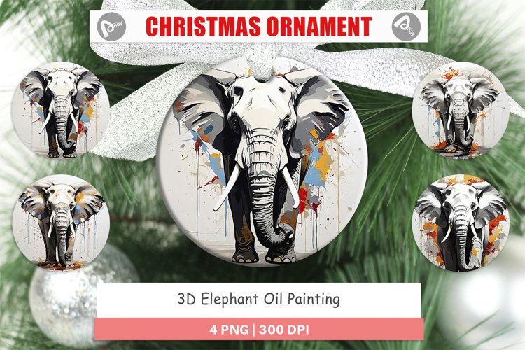 Christmas Ornaments 3D Elephant Painting