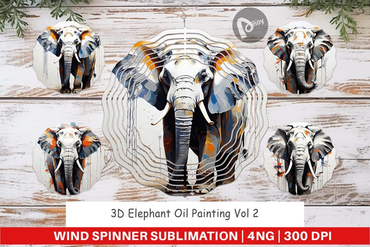 Wind Spinner 3D Elephant Painting