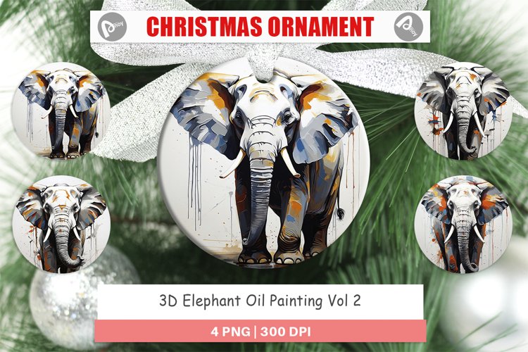 Christmas Ornaments 3D Elephant Painting
