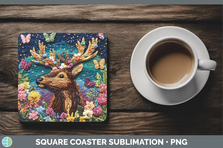 3D Elk Square Coaster Sublimation Coaster Designs