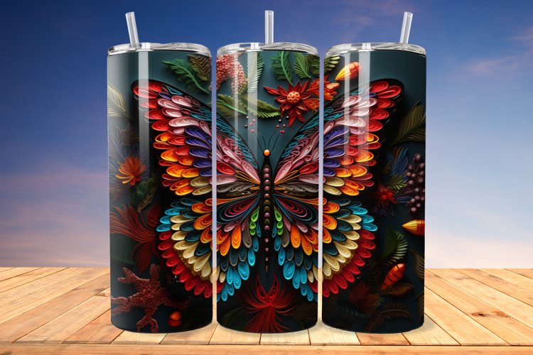 3D Embroidered Winter Landscape 20oz/30oz Skinny Tumbler