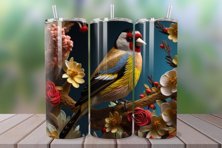 Goldfinch Tumbler,3D Goldfinch,Bird Tumbler Design,Bird Sublimation,Bird Tumbler Wrap,Digital Download,Goldfinch Art,Goldfinches,Goldfinch Tumbler