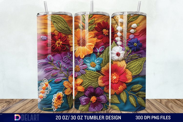 3d Embroidered floral Tumbler Wrap example image 1