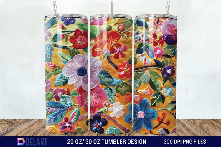 3d Embroidered floral Tumbler Wrap example image 1