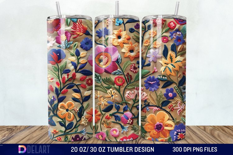 3d Embroidered floral Tumbler Wrap example image 1