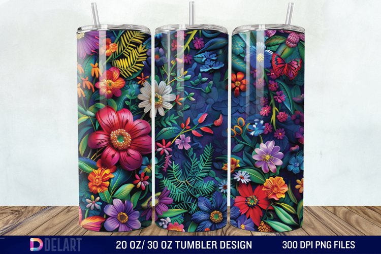 3D Embroidery floral Wrap Tumbler Wrap example image 1