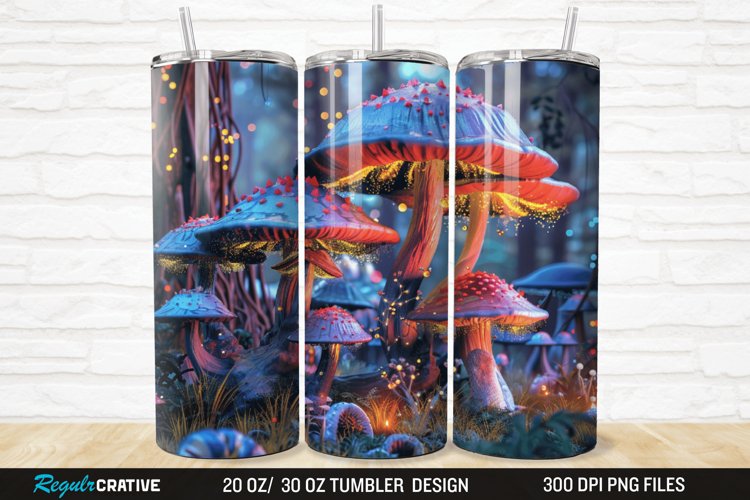 3D Enchanted Mushroom Forest 20/30oz Skinny Tumbler example image 1
