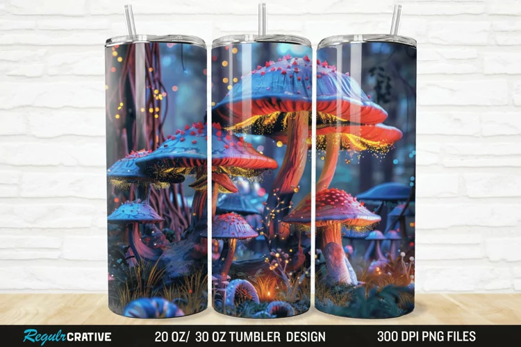 3D Enchanted Mushroom Forest 20/30oz Skinny Tumbler
