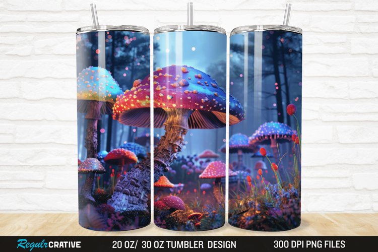 3D Enchanted Mushroom Forest 20/30oz Skinny Tumbler example image 1