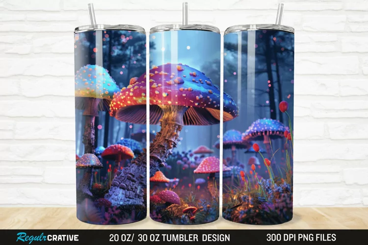 3D Enchanted Mushroom Forest 20/30oz Skinny Tumbler