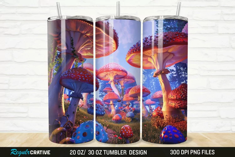 3D Enchanted Mushroom Forest 20/30oz Skinny Tumbler