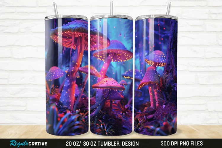 3D Enchanted Mushroom Forest 20/30oz Skinny Tumbler