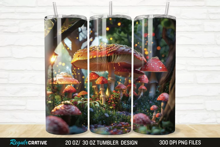 3D Enchanted Mushroom Forest 20/30oz Skinny Tumbler