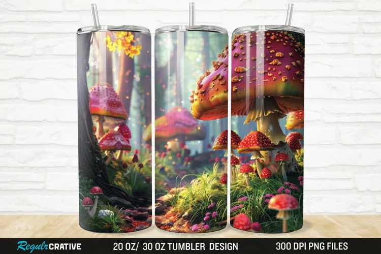 3D Enchanted Mushroom Forest 20/30oz Skinny Tumbler