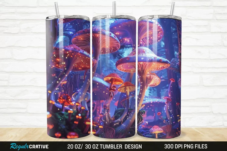 3D Enchanted Mushroom Forest 20/30oz Skinny Tumbler