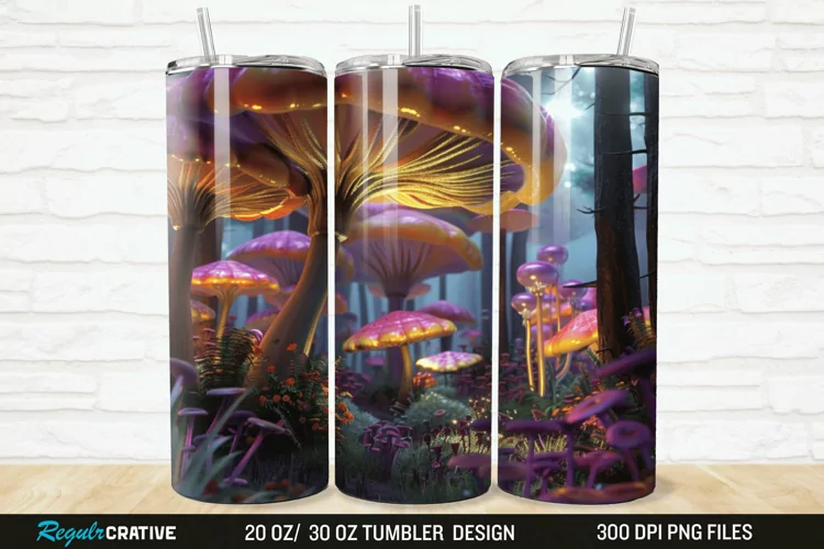3D Enchanted Mushroom Forest 20/30oz Skinny Tumbler