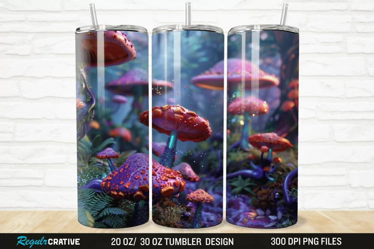 3D Enchanted Mushroom Forest 20/30oz Skinny Tumbler