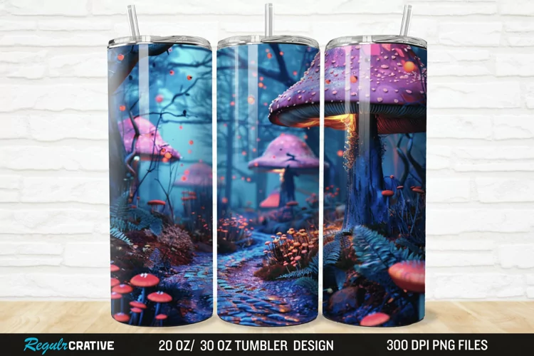 3D Enchanted Mushroom Forest 20/30oz Skinny Tumbler