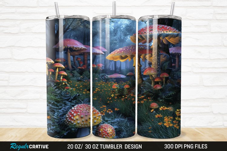 3D Enchanted Mushroom Forest 20/30oz Skinny Tumbler example image 1